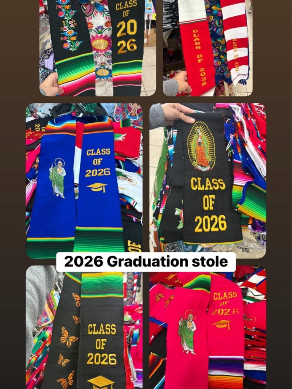 Class of 2026 Graduation Stole - Multicolor Serape Designs